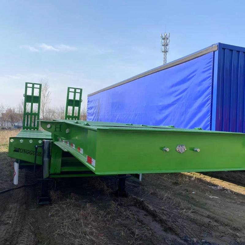 Heavy Duty 4-Axle 60T Low Bed Semi-Trailer for Heavy Equipment Transport