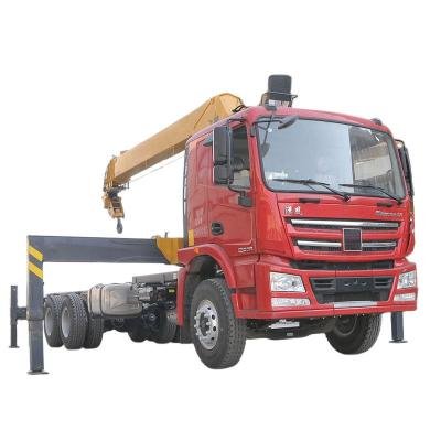 Heavy-Duty 6X4 Flatbed Cargo Truck with 14-16 Ton Straight Arm Boom Crane