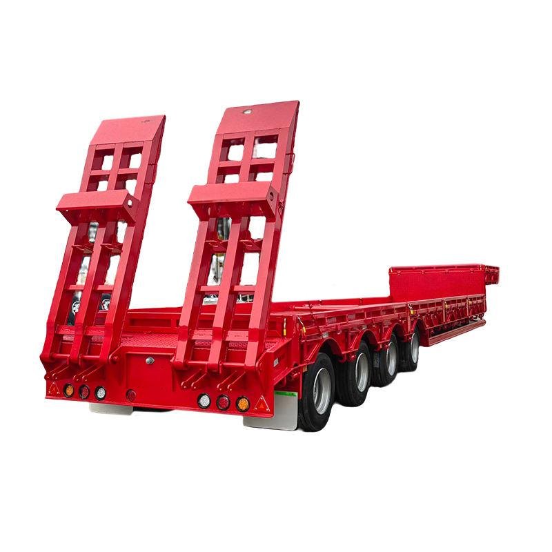 Tarzan 60-Ton 4-Axle Low Bed Semi-Trailer for Heavy Machinery Transport with Mechanical Suspension