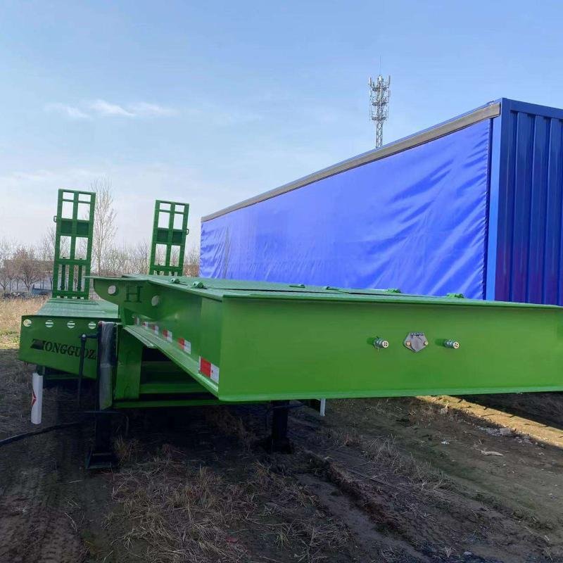 Tarzan 3-Axle 30-60T Steel Lowboy Lowbed Semi Trailer for Heavy Equipment Transport