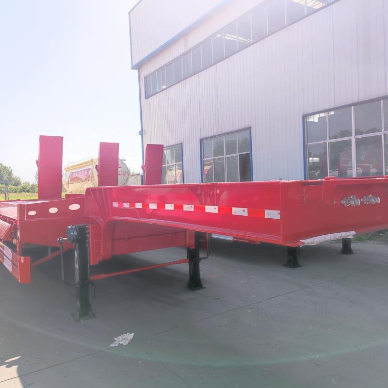3-Axle Goose Neck Lowboy Lowbed Semi-Trailer 100T Heavy Equipment Transport