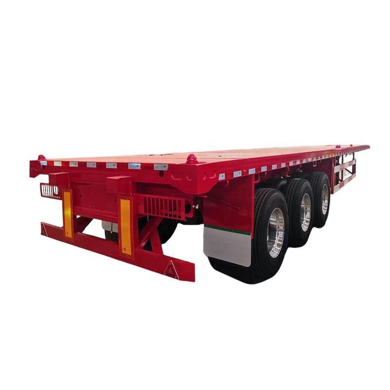 Tarzan 50-ton 3-axle flatbed semi-trailer for 40ft container transport with mechanical suspension and heavy-duty steel construction