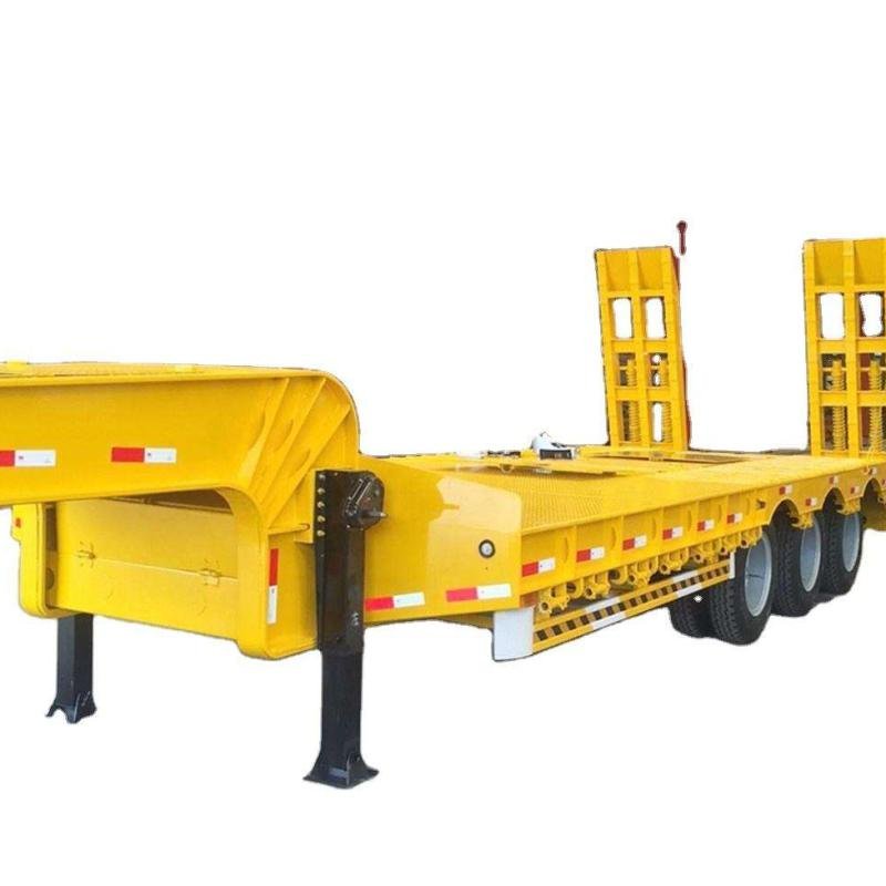 Heavy-Duty 3-Axle 100T Steel Low Bed Semi-Trailer