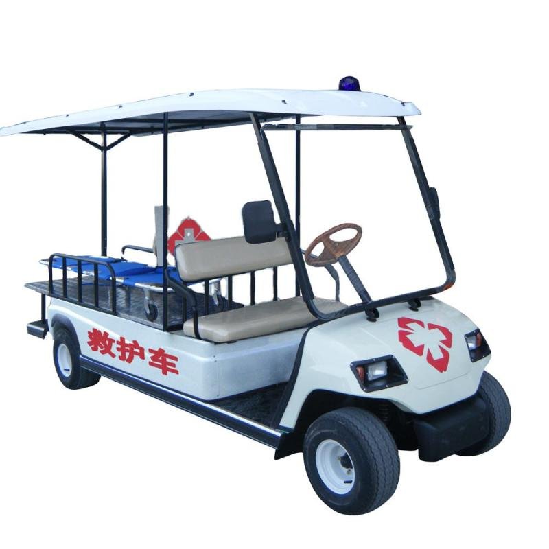 LT Electric 48V 2-person white ambulance medical utility cart for hospital resort and facility transport applications